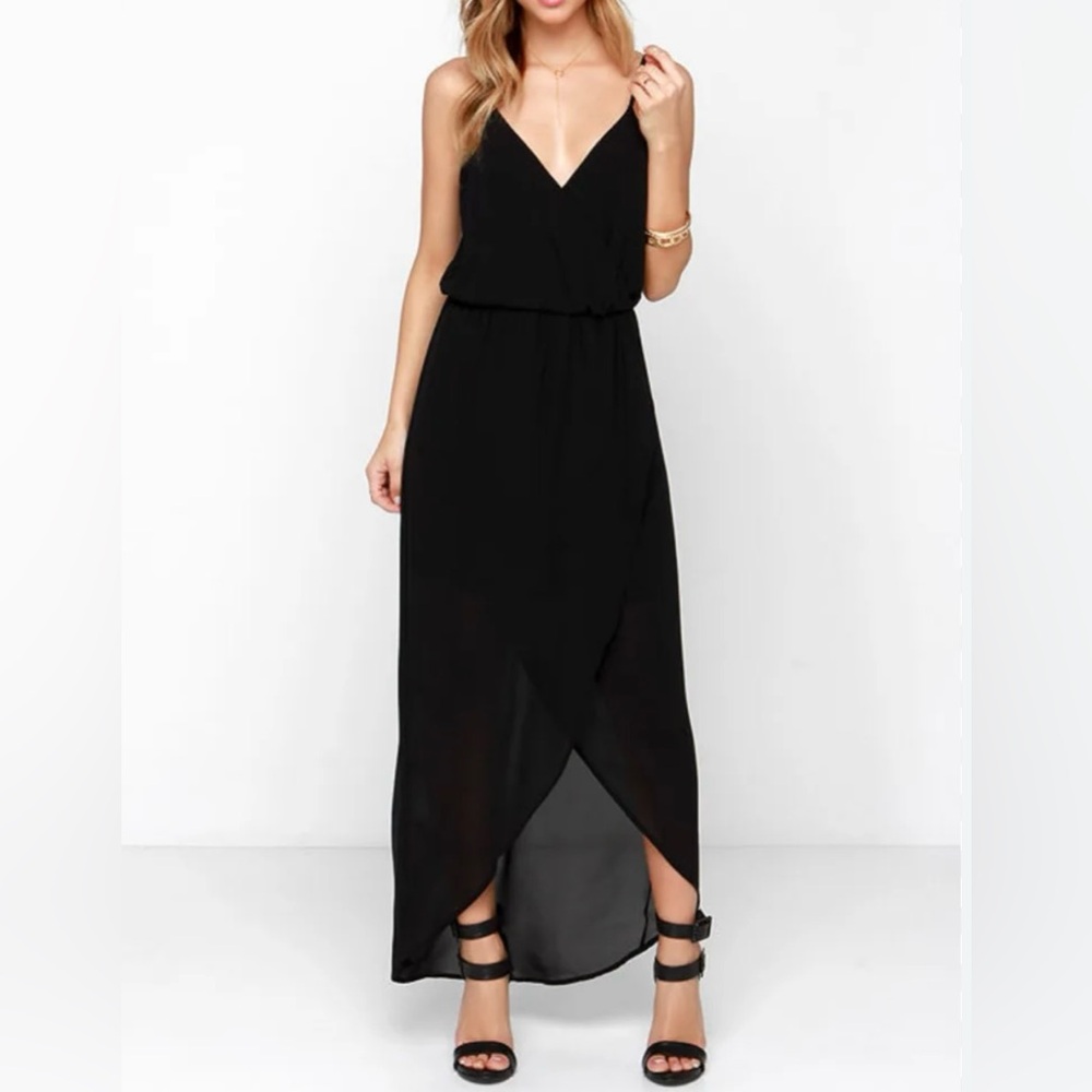 LUSH Elegant Black High-Low Dress